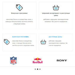 Блок преимуществ CMS OpenCart 4